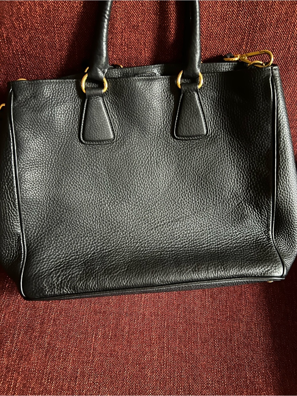Prada Black Leather Tote with Gold Hardware Accents - Picture 6 of 10